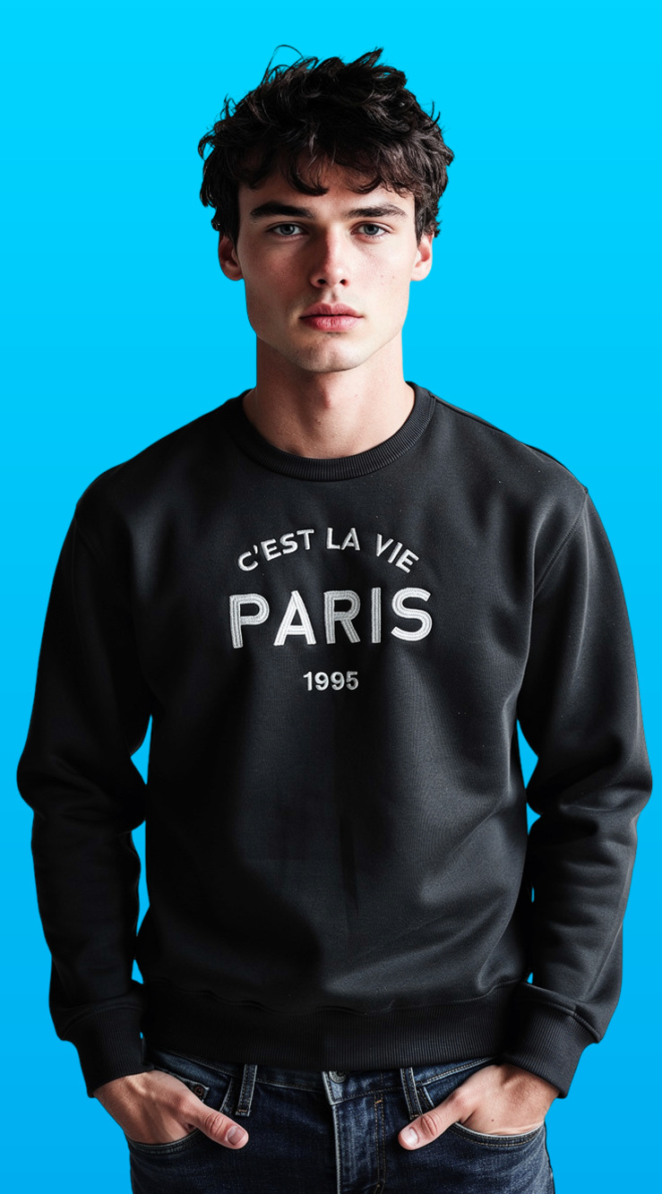 No Comment C'est La Vie Paris 1995 Graphic Crewneck Sweatshirt- medium